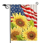 Hzppyz Spring Summer Sunflower 4th Of July America Patriotic Garden Flag  12x18