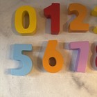 2  Wooden Multi-colored Numbers Zero Through Nine 0-9 Lot For Crafts Or Play