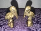 Vintage Pair Of Small Brass Pelican Figurines