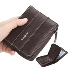 Men Zipper Wallet Large Capacity Leather Bifold Purse Credit Card Holder coffee 