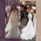 Elegant Mermaid Wedding Dresses Lace Sweetheart Off Shoulder Sleeves Bridal Gown