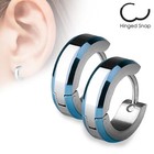 Surgical Steel Beveled Huggie Cuff Earrings Silver Black Blue Rose Gold Plated
