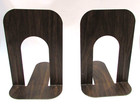 Pair Vintage Large 9  Tall Brown Institutional Heavy Steel Library Bookends Set