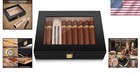 Elegant Black High Gloss Cigar Humidor For 10-15 Cigars - Cedar Wood Luxury