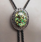 Hobit Opal Stone Mens Bolo Tie Wedding Necklace Pu Leather Rope Western Cowboy