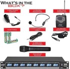 Pyle 8 Ch Uhf Wireless Microphone System   Rack Mountable Base 4 Handheld Mic   
