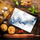 White Blue Cloudy Agate Marble Kitchen Glass Cutting Board Ocean Decorative G   