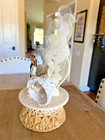 Vintage Mcm Bride   Groom 1950s Wedding Cake Topper White Lace Bells Model 537