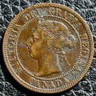 Old Canadian Coin 1900 H - One Cent Large Cent Bronze - Queen Victoria