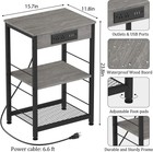 Modern 3 Tier Side End Table Nightstand With Charging Station   Storage Shelf