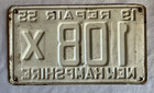 1955 New Hampshire Repair License Plate   108 X   55 
