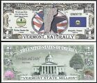 Vermont State Million Dollar W Map  Seal  Flag  Capitol - Lot Of 10 Bills 