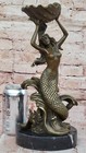 Art Deco Handcrafted Detailed Mermaid Sea Ocean Candle Holder Bronze Figurine