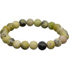 Serpentine Stone Elastic Bracelet W 8mm Round Beads 
