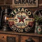 Texaco Gasoline Motor Oil Metal Sign Vintage Rustic Garage Man Cave Decor Plaque