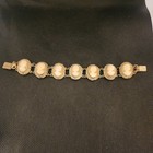 Vintage Antique Cameo Bracelet Hand Carved Giuseppe Mandile 7 Panel 7 Inch As Is