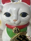 Vintage Maneki Neko Lucky Cat Japanese Figurine Pottery Bank Statue Rocking Rare