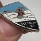 Vintage Mt Snow Vermont Slalom Skier Enamel Shield Lapel Pin Ski Souvenir