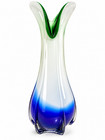 Jack In The Pulpit Vintage Cobalt Blue Green Cala Lilly Vase 1980s Mcm Art Glass