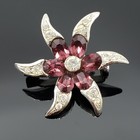 Vintage Purple Petite Star Rhinestone Brooch Pin  Estate Clear Silver Tone Swirl