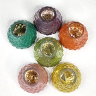Set Of 6 Mini Glass Vases 2 5  Tall Bubble Texture Diff Colors Silvered Inside