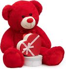 Big Teddy Bear Stuffed Animal Giant Teddy Bear Plush With Ribbon Bow Red