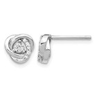 Cz Love Knot Post Earrings And Set Necklace 16-18 Inch 925 Sterling Silver Solid