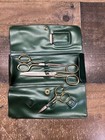 Vintage Cross Palm Trees Germany Sewing 3 Pc Scissors Set Gold Handles   Sewing