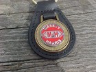 1952 Massey -harris Leather Key Fob Antique Gold Medallion Unique Logo Nos