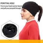 Ponytail Beanies For Women Messy Bun Winter Hat With Tail Hole Thermal Skull Cap