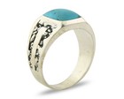 Vintage Ring 925 Sterling Turquoise Artist Signed Sc Size 11