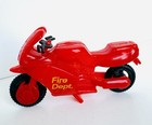 Unbranded Red Plastic Motorcycle- 2 5    Inches W Kickstand Fire Department Toy