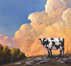 Cowboy Farm Art Giclee Signed Print Impressionism Bright Clouds Hawkins Coa R26