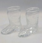 Jim Beam Glass Cowboy Boot Shot Glass Embossed Shooter 3  Jiggers Set Of 2