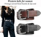 Inogih Adjustable-vintage-western-cowboy-belt Women One_size Black coffee 2 Pc