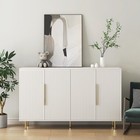 White Modern Buffet Cabinet With Storage  Fluted Sideboard Large Buffet With Adj