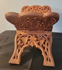 Vtg Large Hand Carved Teak Wood Folding Cookbook Holder Bible Display Stand 12 