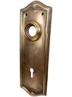 Antique Brass Art Deco Door Knob Back Plate Skeleton Key Hole Escutcheon 7 25   