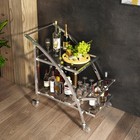 Bar Cart  2-tier Chrome   Glass Serving Cart With Wheels  Modern Home Bar Ser   
