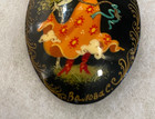 Russian Oval Painted Pin With Dancer In Orange Dress - 2 1 2 Inches Long