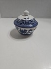 Vintage Churchill Blue Willow Pattern Sugar Bowl With Lid 4  Tall- England