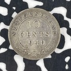 1940 Newfoundland 10 Cents Lot f3913 Silver 