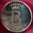 Belgium 1976 250 Francs Prooflike Silver Coin In Mint Case French Legend Large B