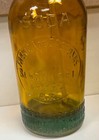 Antique Vintage Argentina Glass Soda Seltzer Bottle Green   Gold Amber