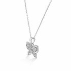 925 Sterling Silver Clear Cz Butterfly Pendant Necklace Stud Earrings Set  18 