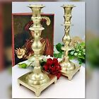 English Solid Brass Vintage Candle Sticks - Very Heavy - 6 Lbs - Set Of 2   