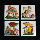 Vintage Kitchen  60-70   s Mushroom 5x5 Wall Plaques 3d Ceramic Mod Groovy
