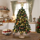 Christmas Tree 3ft 150 Branches Pvc Material Top Stars Linen Base With Light