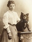 Antique Rare Victorian Cdv From Germany Of Black Spitz Dog With Lady Owner