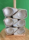 Rodolfo Padilla Drip Glazed Sea Shell Set 6 Signed Coffee Mugs Cups W  Wood Tree